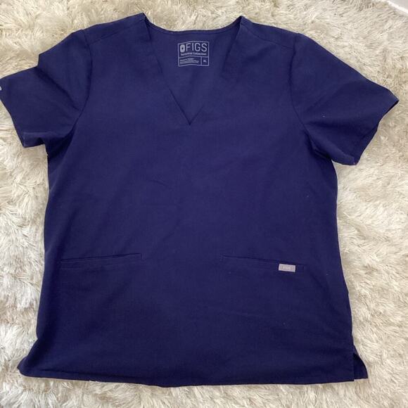Figs Technical Collection Women’s Scrub Top Navy Blue XL Pockets Medical Nurse - Picture 11 of 11